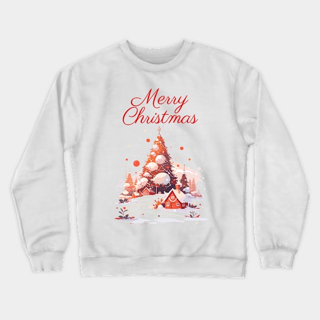 Merry Christmas decorated tree Crewneck Sweatshirt by DemoArtMode